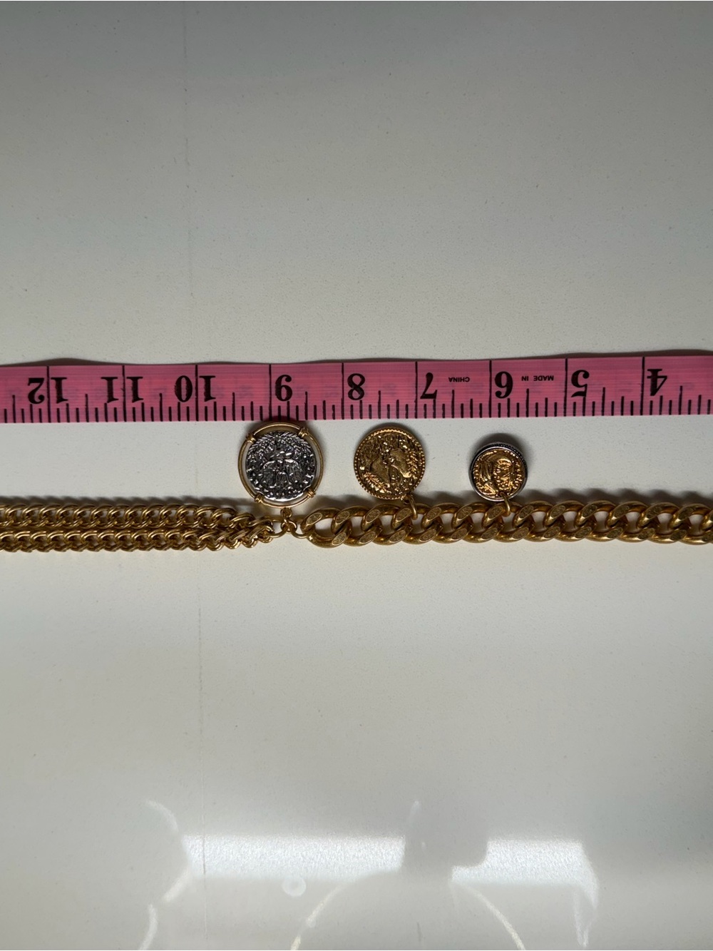 Zara Gold-Tone Layered Chain Necklace with Coin Charms - Picture 3 of 3